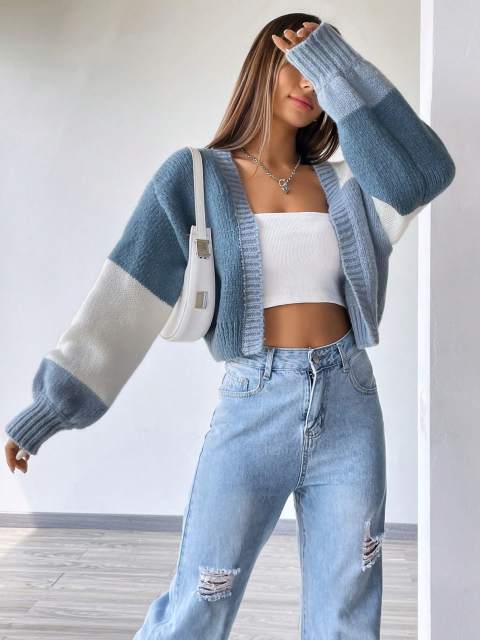 Colorblock Drop Shoulder Duster Cardigan