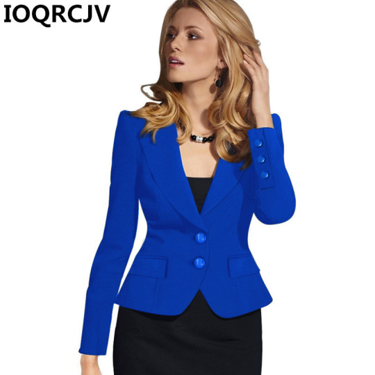 Women's Elegant Notched Collar Blazer - Short Autumn Jacket