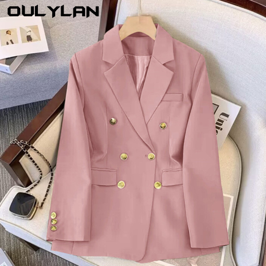 Women's Elegant Blazer with Metal Buckle - Casual Office Jacket, S-3XL