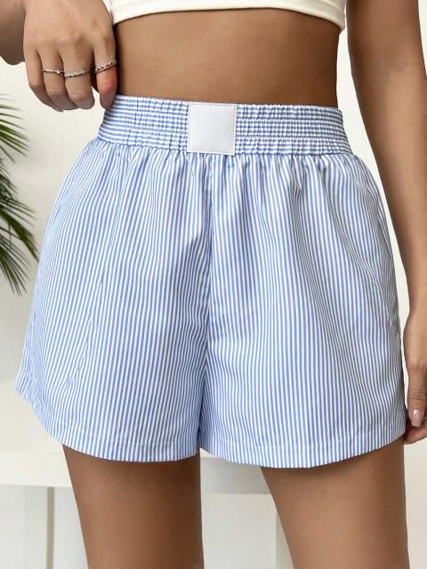 Elastic Waist Striped Shorts