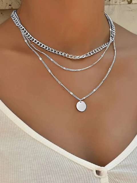 New Arrival Fashionable Multi-Layered Circle Pendant Chain Collarbone Necklace
