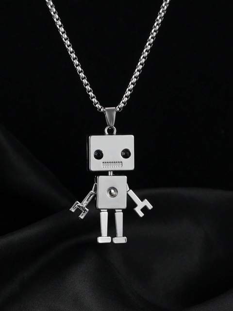 1pc Creative Robot Pendant Necklace For Men For Daily Decoration, For Jewelry Gift And Party