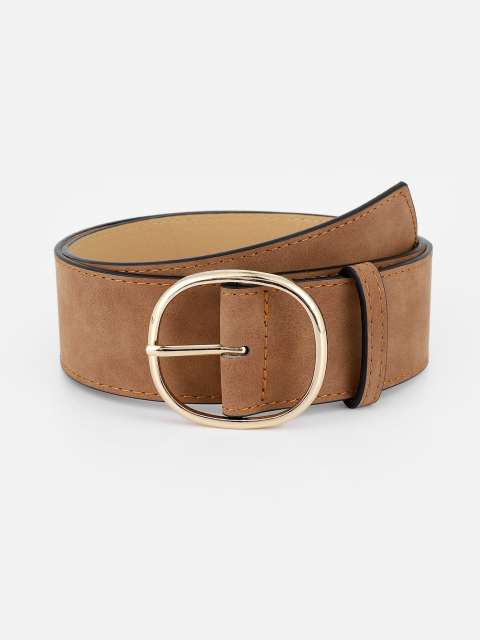 1PC Simple Style Round Buckle Belt With Hole Punch for Dress