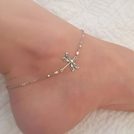 1pcs Exquisite Dragonfly-Shaped Fine Chain Beach Anklet - Dainty, Elegant, and Versatile Accessory for Daily Wear, Vacation, or as a Thoughtful Gift for Her