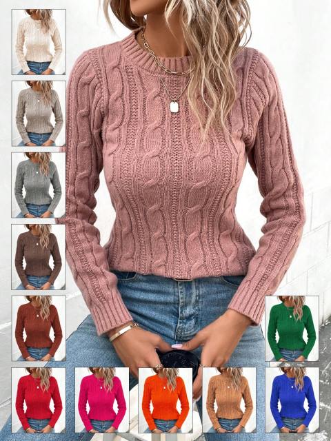 Dusty Pink Cable Knit Sweater