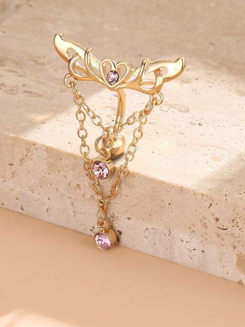 1pc Heart-Shaped Wing Pendant Chain Belly Button Ring Navel Piercing Stud