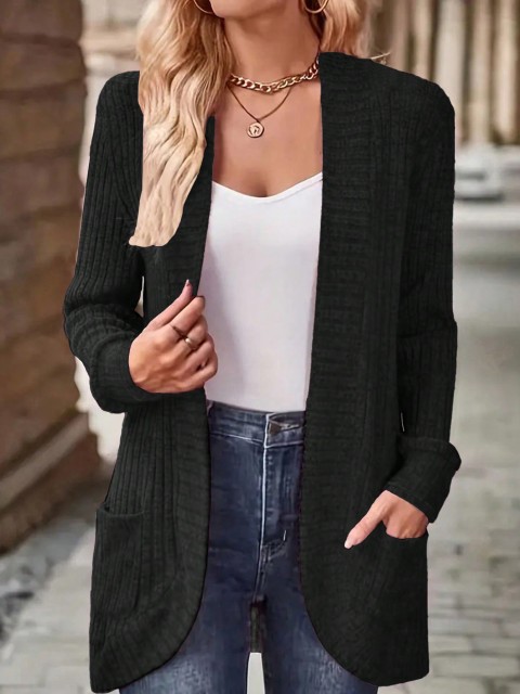 Women's Casual Open-Front Pocket Jacket