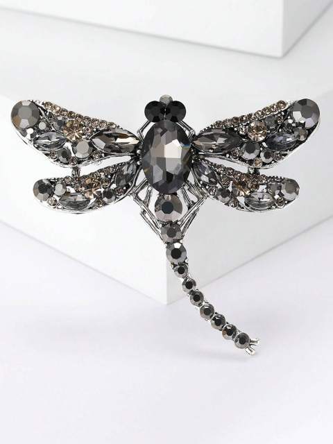 1pc Grey Crystal Vintage Dragonfly Brooch For Women's High-End Fashion Insect Brooch Jacket Accessories Animal Jewelry Gifts