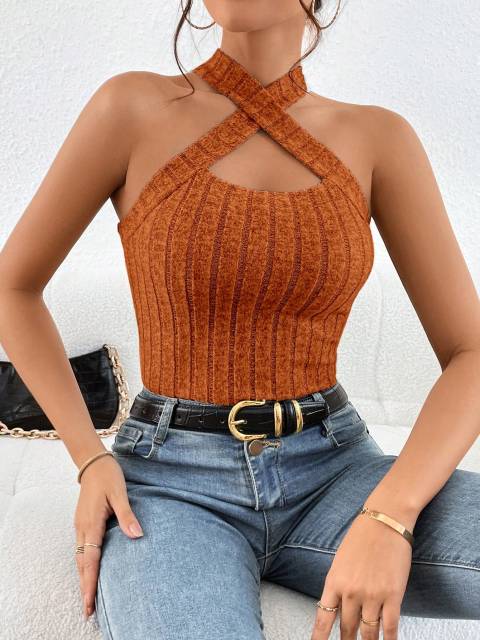  Essnce Crisscross Halter Neck Top