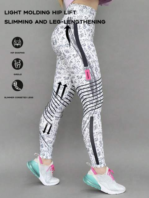 Women's Yoga Pants With Printed Letters, High Waist, Tummy Control, Butt Lifting, Quick-Drying, Gym Training Leggings