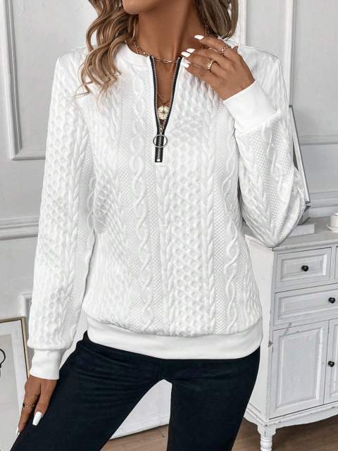  Half Zip Cable Knit Sweatshirt