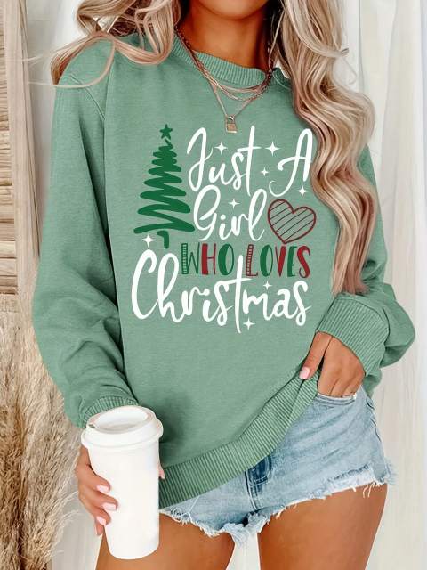 EZwear Comfortable Women Christmas Tree Printed Sweatshirt, Christmas Holiday Style