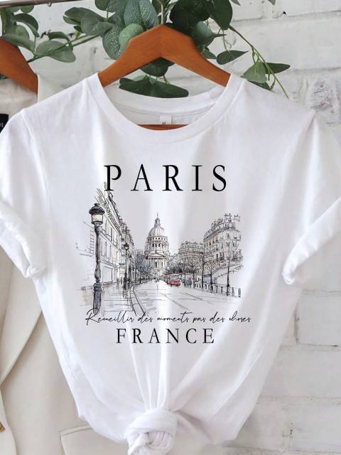 Parisian Essence T-Shirt | French-Inspired Gift for Her | Casual Loose-Fit Tee Perfect for Summer