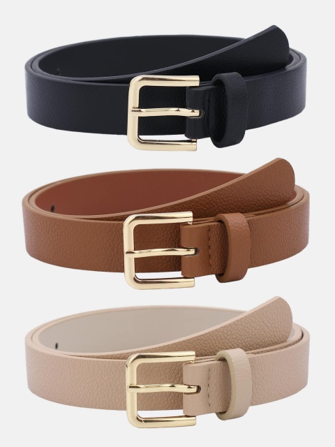 Women's Golden Square Buckle Multicolor PU Leather Belt