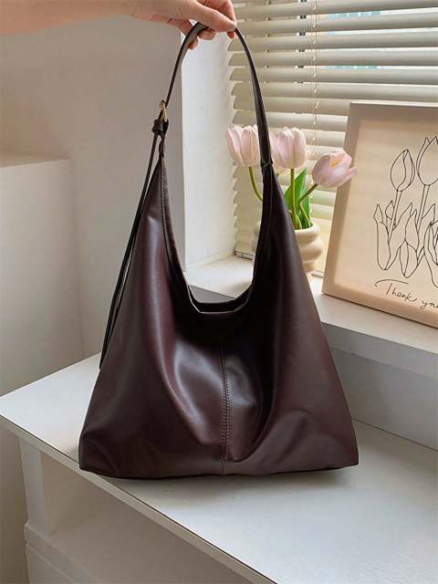 2022 Fashionable Coffee Brown Large Square Shoulder Bag