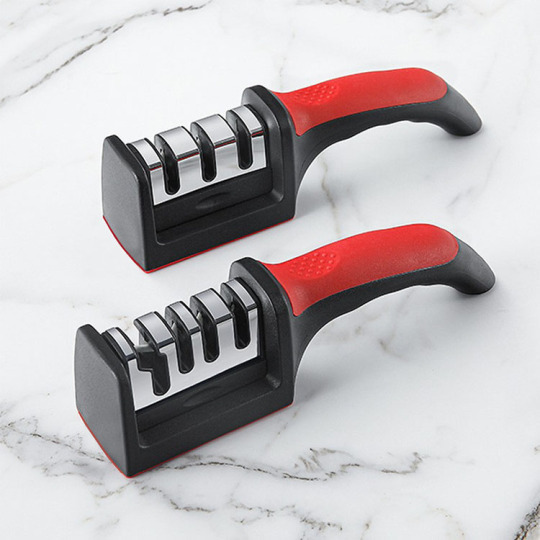 3-Stage Manual Kitchen Knife & Scissors Sharpener – Portable Professional Sharpening Tool