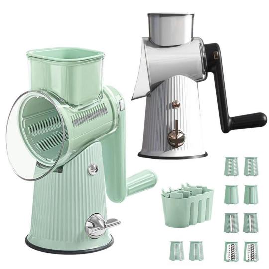 5 in 1 Rotary Vegetable Slicer & Food Processor – Multi-Blade Manual Grater with Handle