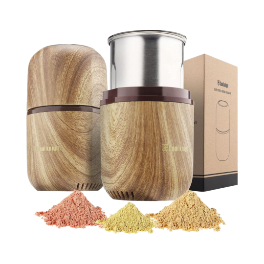 Electric Herb Grinder – High-Speed Stainless Steel Grinder with Wood Grain Design, Large Capacity & USB Rechargeable