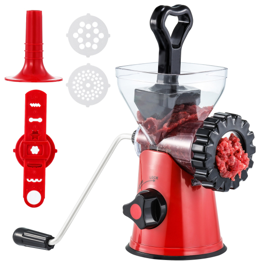 Hand Cranked Stainless Steel Meat Grinder with Suction Base – Durable Manual Pork Mincer & Sausage Maker