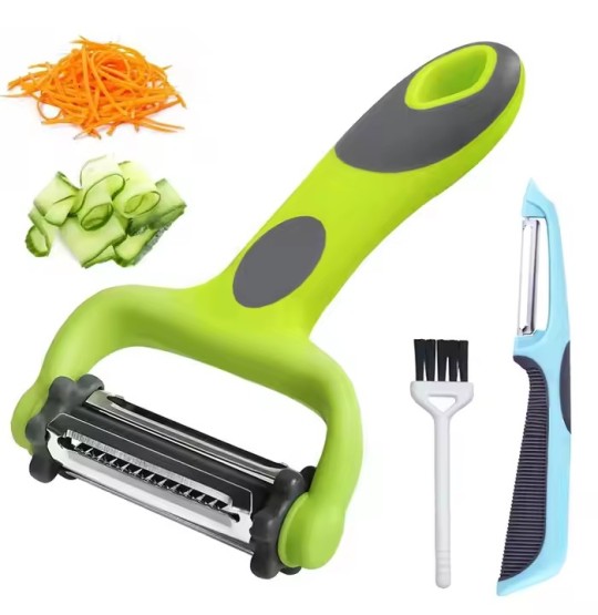 3-in-1 Stainless Steel Vegetable & Fruit Peeler Set with Non-Slip Handle and Sharp Blades