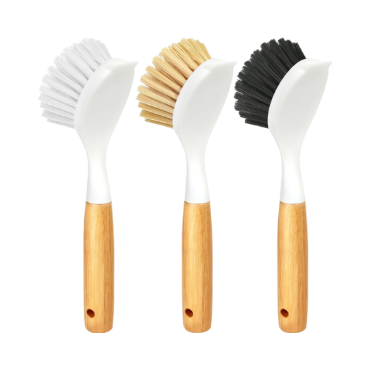 3-Piece Bamboo Dish Brush Set – Tough Bristles for Pots, Pans, Grills & Sinks