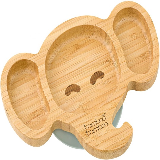 Cute Cartoon Bamboo Tray and Wooden Dinner Plate Set – Handcrafted Kids Utensils for Baby & Toddler Dining