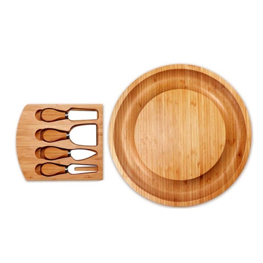 Bamboo Dinner Plates – Eco-Friendly Polished Wooden Dish & Pizza Tray for Home or Gift Use
